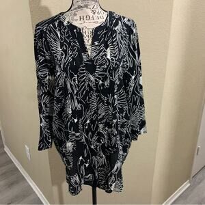 Maeve Anthropologie black white blouse‎ size 6